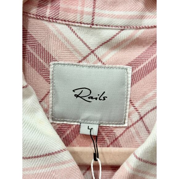 Rails Hunter Plaid Long Sleeve Pocket Button Down Shirt White/Pink Womens Size L - Picture 6 of 7